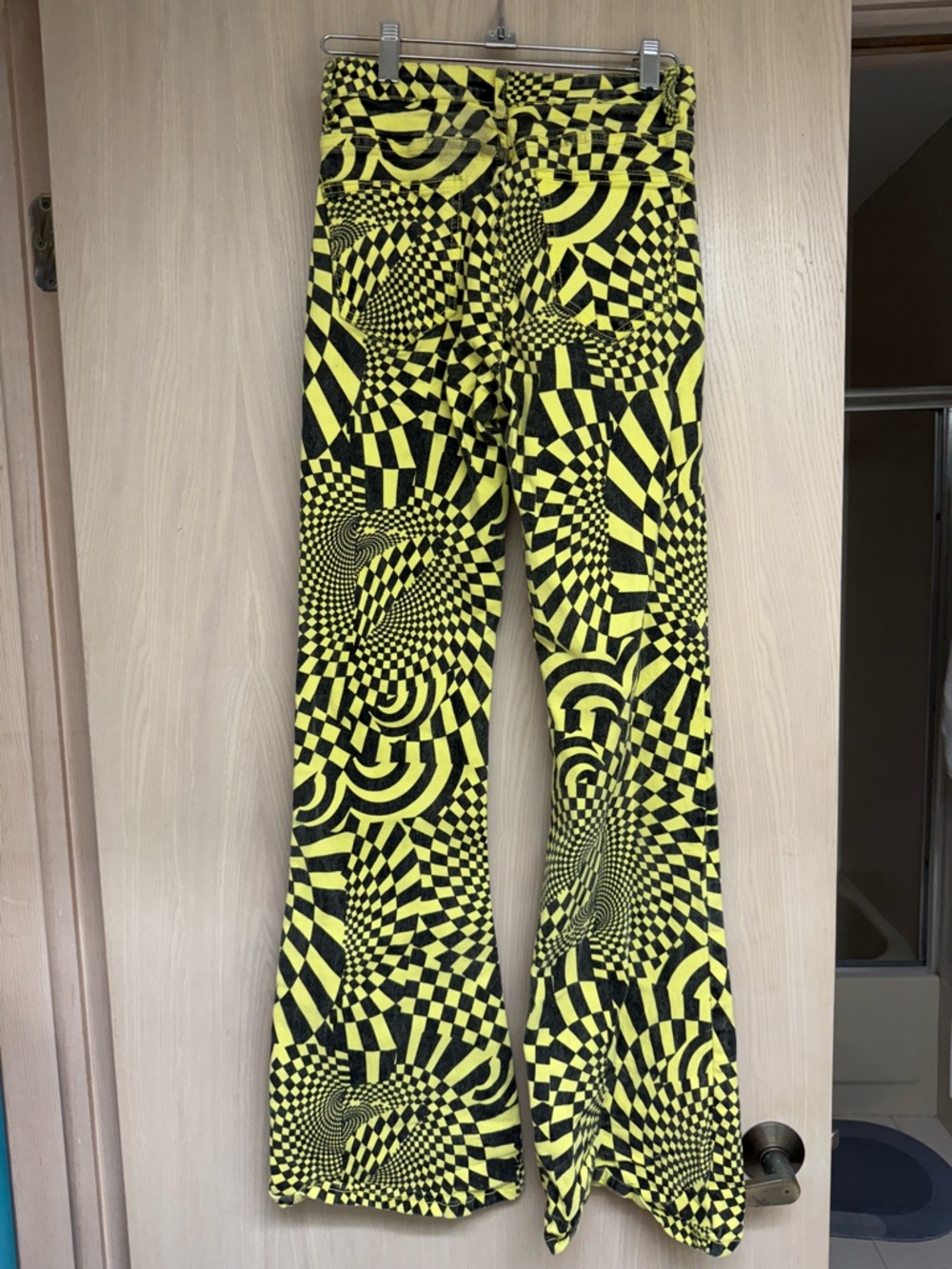 Edikted Neon Yellow & Black Swirl Print Flared Kids Bottoms